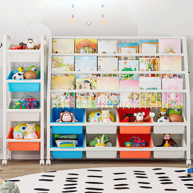 11.81"W Bookshelf Contemporary Style Bookcase for Home Study Room with Casters Clearhalo 'Bookcases' 'furn' 'furn_bookcases' 'Furniture' 'Office Furniture' 5276540