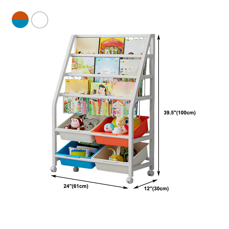 11.81"W Bookshelf Contemporary Style Bookcase for Home Study Room with Casters Clearhalo 'Bookcases' 'furn' 'furn_bookcases' 'Furniture' 'Office Furniture' 5276541