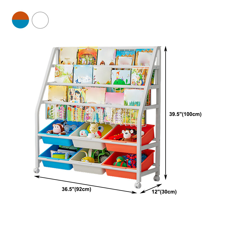 11.81"W Bookshelf Contemporary Style Bookcase for Home Study Room with Casters Clearhalo 'Bookcases' 'furn' 'furn_bookcases' 'Furniture' 'Office Furniture' 5276542