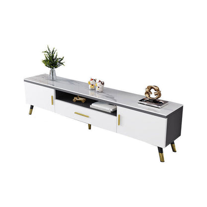 Gorgeous TV Stand Console With Record Storage , Glass and Wood TV Stand in Grey / White 55"L x 14"W x 18"H Grey Clearhalo 'furn' 'furn_tv_stands_entertainment_centers' 'Furniture' 'Living Room Furniture' 'TV Stands & Entertainment Centers' 'TV Stands & Media Storage Furniture' 'tv_stands_entertainment_centers' 5276646