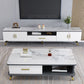 Gorgeous TV Stand Console With Record Storage , Glass and Wood TV Stand in Grey / White Clearhalo 'furn' 'furn_tv_stands_entertainment_centers' 'Furniture' 'Living Room Furniture' 'TV Stands & Entertainment Centers' 'TV Stands & Media Storage Furniture' 'tv_stands_entertainment_centers' 5276648