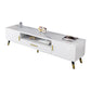 Gorgeous TV Stand Console With Record Storage , Glass and Wood TV Stand in Grey / White 55"L x 14"W x 18"H White Clearhalo 'furn' 'furn_tv_stands_entertainment_centers' 'Furniture' 'Living Room Furniture' 'TV Stands & Entertainment Centers' 'TV Stands & Media Storage Furniture' 'tv_stands_entertainment_centers' 5276649