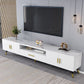 Gorgeous TV Stand Console With Record Storage , Glass and Wood TV Stand in Grey / White White Clearhalo 'furn' 'furn_tv_stands_entertainment_centers' 'Furniture' 'Living Room Furniture' 'TV Stands & Entertainment Centers' 'TV Stands & Media Storage Furniture' 'tv_stands_entertainment_centers' 5276651