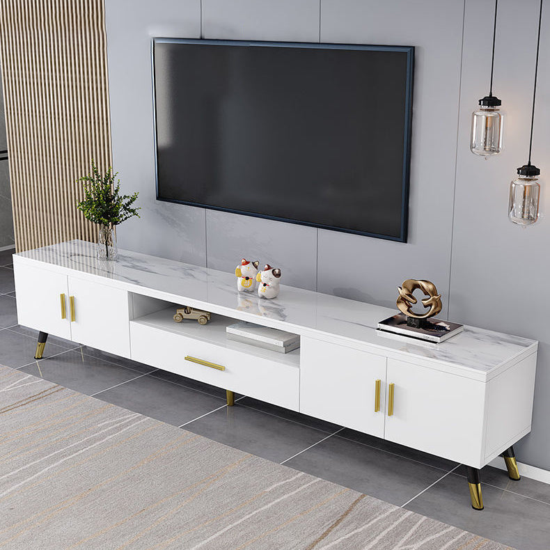 Gorgeous TV Stand Console With Record Storage , Glass and Wood TV Stand in Grey / White White Clearhalo 'furn' 'furn_tv_stands_entertainment_centers' 'Furniture' 'Living Room Furniture' 'TV Stands & Entertainment Centers' 'TV Stands & Media Storage Furniture' 'tv_stands_entertainment_centers' 5276651