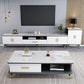 Gorgeous TV Stand Console With Record Storage , Glass and Wood TV Stand in Grey / White Clearhalo 'furn' 'furn_tv_stands_entertainment_centers' 'Furniture' 'Living Room Furniture' 'TV Stands & Entertainment Centers' 'TV Stands & Media Storage Furniture' 'tv_stands_entertainment_centers' 5276652