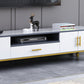 Gorgeous TV Stand Console With Record Storage , Glass and Wood TV Stand in Grey / White Clearhalo 'furn' 'furn_tv_stands_entertainment_centers' 'Furniture' 'Living Room Furniture' 'TV Stands & Entertainment Centers' 'TV Stands & Media Storage Furniture' 'tv_stands_entertainment_centers' 5276655