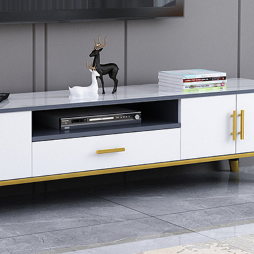 Gorgeous TV Stand Console With Record Storage , Glass and Wood TV Stand in Grey / White Clearhalo 'furn' 'furn_tv_stands_entertainment_centers' 'Furniture' 'Living Room Furniture' 'TV Stands & Entertainment Centers' 'TV Stands & Media Storage Furniture' 'tv_stands_entertainment_centers' 5276655