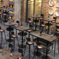 Industrial Metal Bistro Accent Dining Table Brown Bar Table with Storage