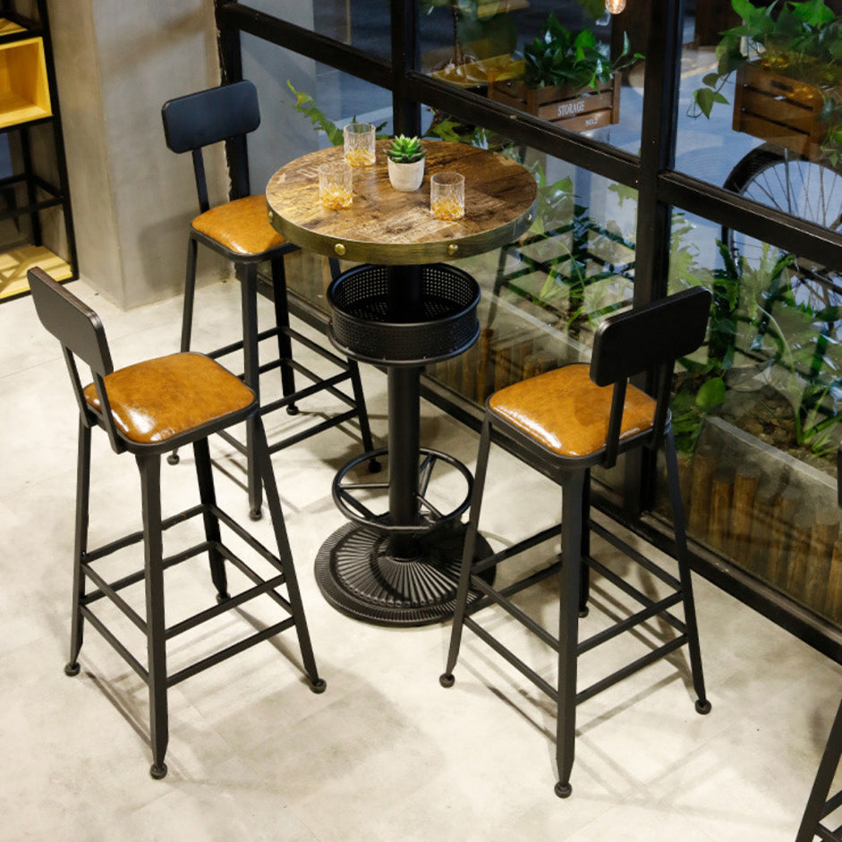 Table à manger industrielle Bistro Accent Table de bar marron avec rangement