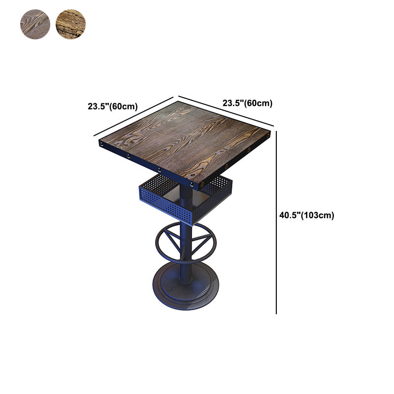 Table à manger industrielle Bistro Accent Table de bar marron avec rangement