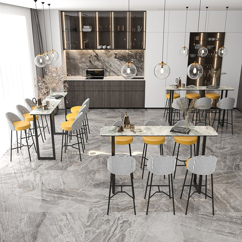 Industrial Bar Table Stone Top Carbon Steel Pedestal Bar Table Clearhalo 'Bar Furniture' 'Bar Tables' 'bar_tables' 'furn' 'furn_bar_tables' 'Furniture' 'Kitchen & Dining Furniture' 5277960