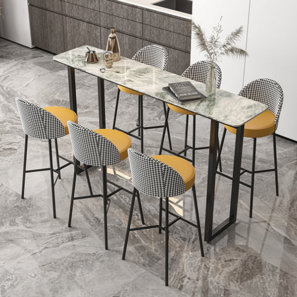 Industrial Bar Table Stone Top Carbon Steel Pedestal Bar Table Clearhalo 'Bar Furniture' 'Bar Tables' 'bar_tables' 'furn' 'furn_bar_tables' 'Furniture' 'Kitchen & Dining Furniture' 5277966