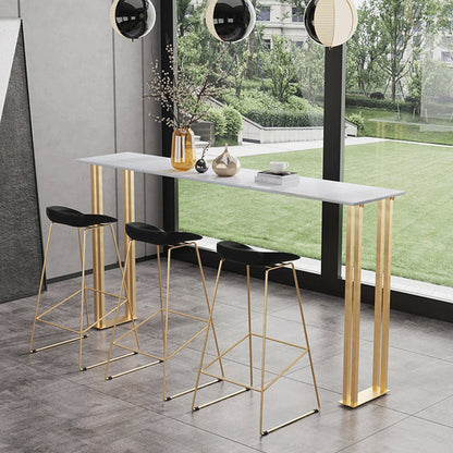 Stenen bar eettafel traditionele luxe rechthoekige bar eettafel met sleeënbasis