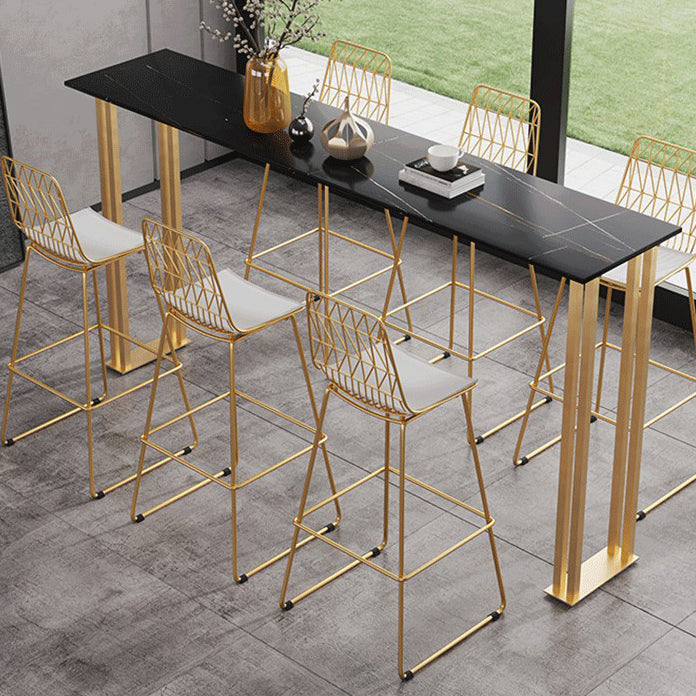 Stenen bar eettafel traditionele luxe rechthoekige bar eettafel met sleeënbasis