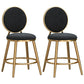 Glam Velvet Bar Stool Low Back Footrest Round Indoor Counter and Bar Stool