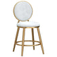 Glam Velvet Bar Stool Low Back Footrest Round Indoor Counter and Bar Stool