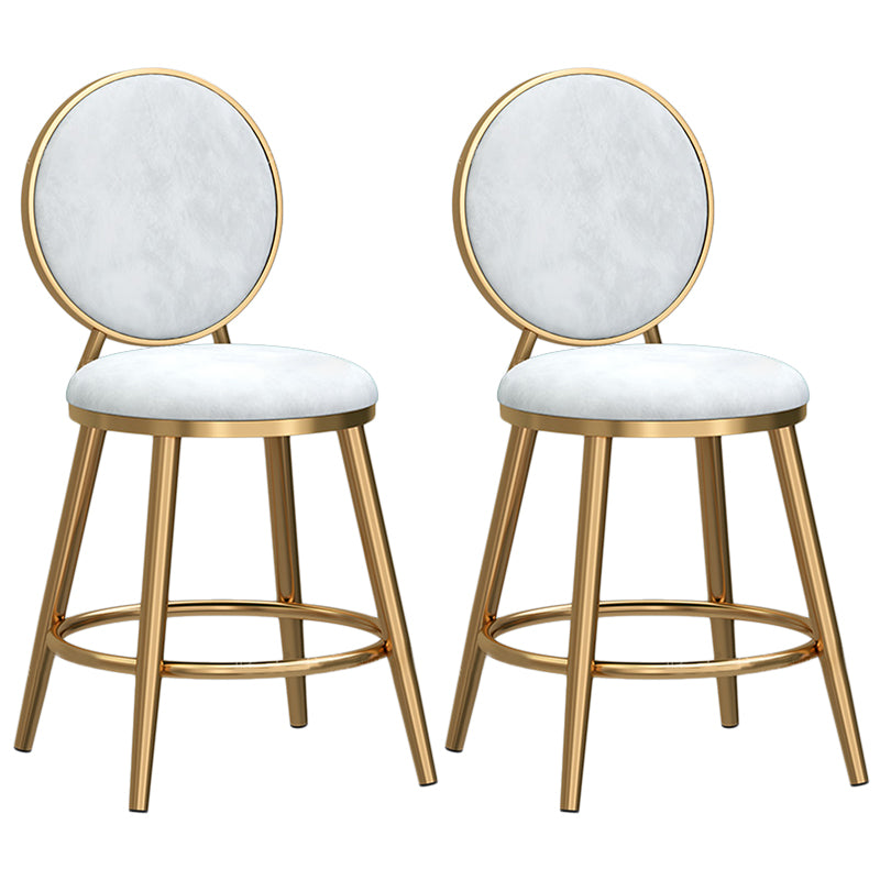 Glam Velvet Bar Stool Low Back Footrest Round Indoor Counter and Bar Stool