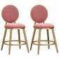 Glam Velvet Bar Stool Low Back Footrest Round Indoor Counter and Bar Stool