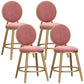 Glam Velvet Bar Stool Low Back Footrest Round Indoor Counter and Bar Stool