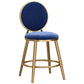 Glam Velvet Bar Stool Low Back Footrest Round Indoor Counter and Bar Stool