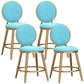 Glam Velvet Bar Stool Low Back Footrest Round Indoor Counter and Bar Stool
