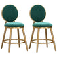 Glam Velvet Bar Stool Low Back Footrest Round Indoor Counter and Bar Stool