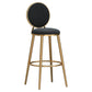 Glam Velvet Bar Stool Low Back Footrest Round Indoor Counter and Bar Stool