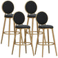 Glam Velvet Bar Stool Low Back Footrest Round Indoor Counter and Bar Stool