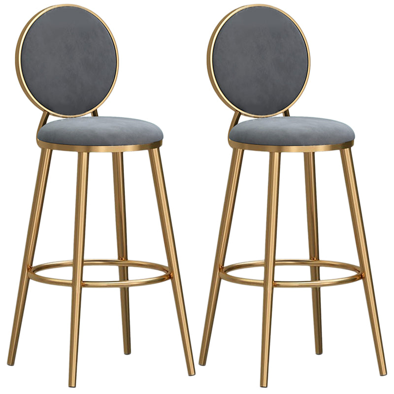 Glam Velvet Bar Stool Low Back Footrest Round Indoor Counter and Bar Stool