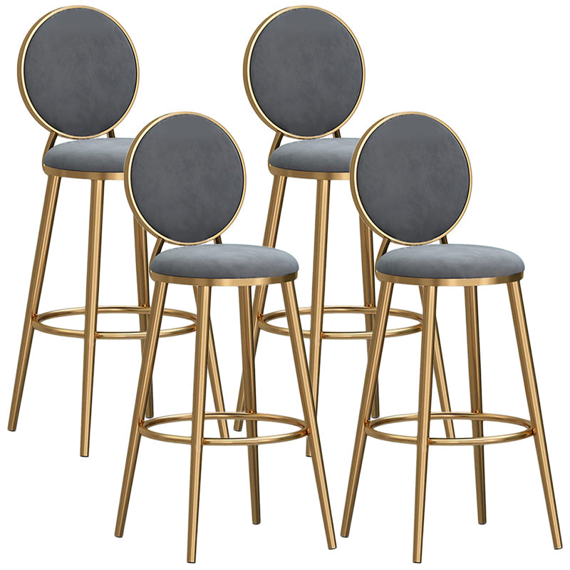 Glam Velvet Bar Stool Low Back Footrest Round Indoor Counter and Bar Stool