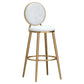 Glam Velvet Bar Stool Low Back Footrest Round Indoor Counter and Bar Stool