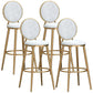 Glam Velvet Bar Stool Low Back Footrest Round Indoor Counter and Bar Stool