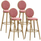 Glam Velvet Bar Stool Low Back Footrest Round Indoor Counter and Bar Stool