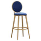 Glam Velvet Bar Stool Low Back Footrest Round Indoor Counter and Bar Stool
