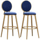 Glam Velvet Bar Stool Low Back Footrest Round Indoor Counter and Bar Stool