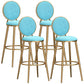 Glam Velvet Bar Stool Low Back Footrest Round Indoor Counter and Bar Stool