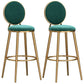 Glam Velvet Bar Stool Low Back Footrest Round Indoor Counter and Bar Stool