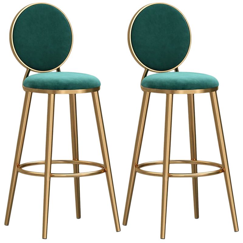 Glam Velvet Bar Stool Low Back Footrest Round Indoor Counter and Bar Stool