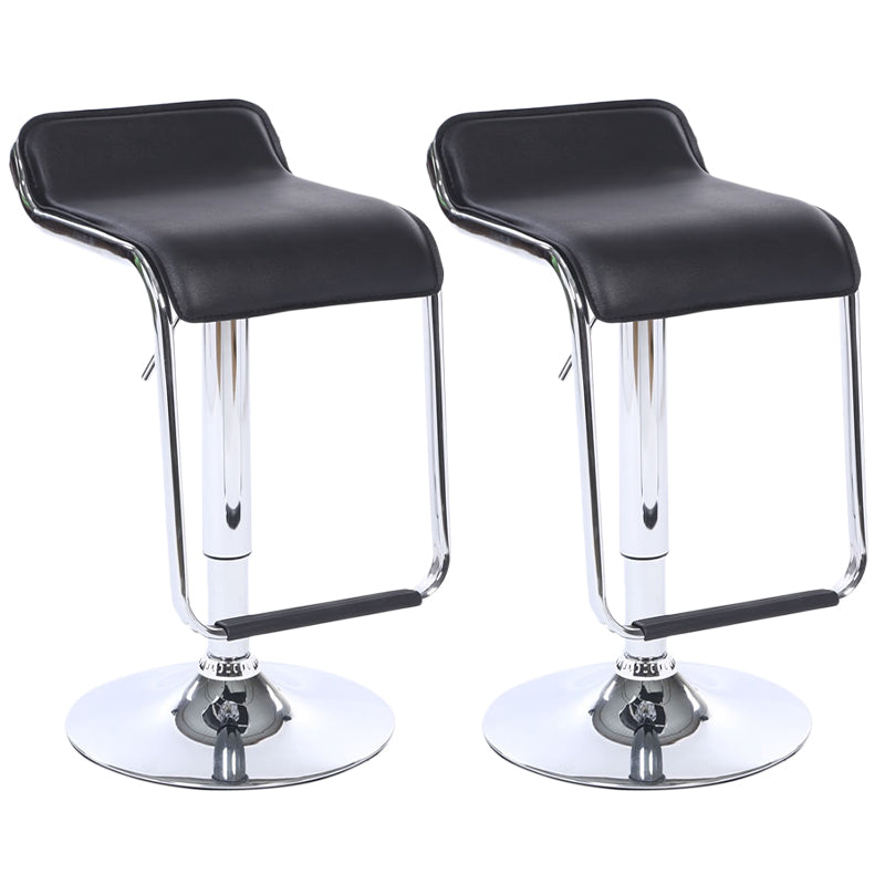Modern Backrest Liftable Stool Steel Cashier Bar Stool with Leather Cushion and Pedal Black 2 Piece Set Clearhalo 'Bar Furniture' 'Bar Stools' 'bar_stools' 'furn' 'furn_bar_stools' 'Furniture' 'Kitchen & Dining Furniture' 5278146