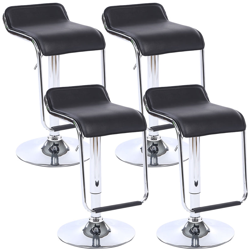 Modern Backrest Liftable Stool Steel Cashier Bar Stool with Leather Cushion and Pedal Black 4 Piece Set Clearhalo 'Bar Furniture' 'Bar Stools' 'bar_stools' 'furn' 'furn_bar_stools' 'Furniture' 'Kitchen & Dining Furniture' 5278148