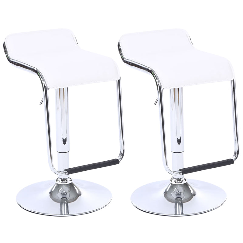 Modern Backrest Liftable Stool Steel Cashier Bar Stool with Leather Cushion and Pedal White 2 Piece Set Clearhalo 'Bar Furniture' 'Bar Stools' 'bar_stools' 'furn' 'furn_bar_stools' 'Furniture' 'Kitchen & Dining Furniture' 5278152