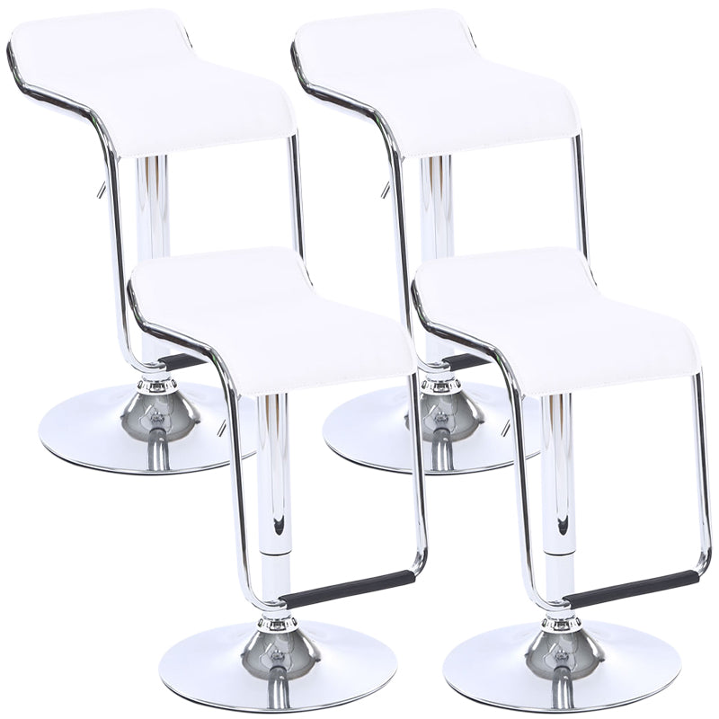 Modern Backrest Liftable Stool Steel Cashier Bar Stool with Leather Cushion and Pedal White 4 Piece Set Clearhalo 'Bar Furniture' 'Bar Stools' 'bar_stools' 'furn' 'furn_bar_stools' 'Furniture' 'Kitchen & Dining Furniture' 5278154