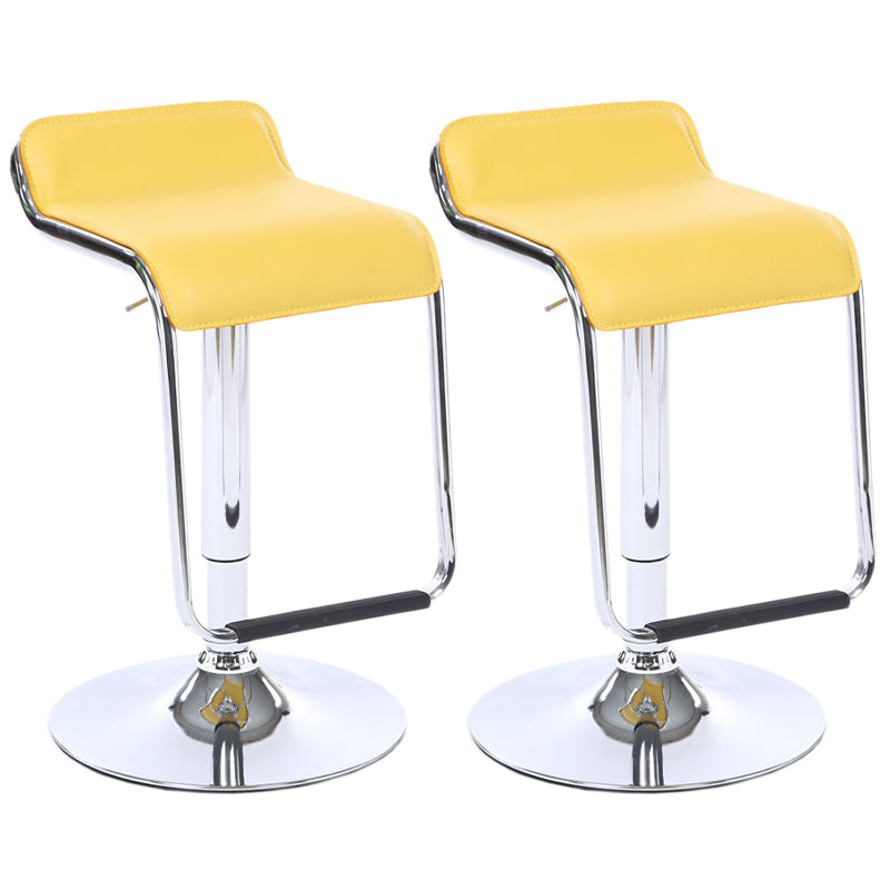 Modern Backrest Liftable Stool Steel Cashier Bar Stool with Leather Cushion and Pedal Yellow 2 Piece Set Clearhalo 'Bar Furniture' 'Bar Stools' 'bar_stools' 'furn' 'furn_bar_stools' 'Furniture' 'Kitchen & Dining Furniture' 5278161