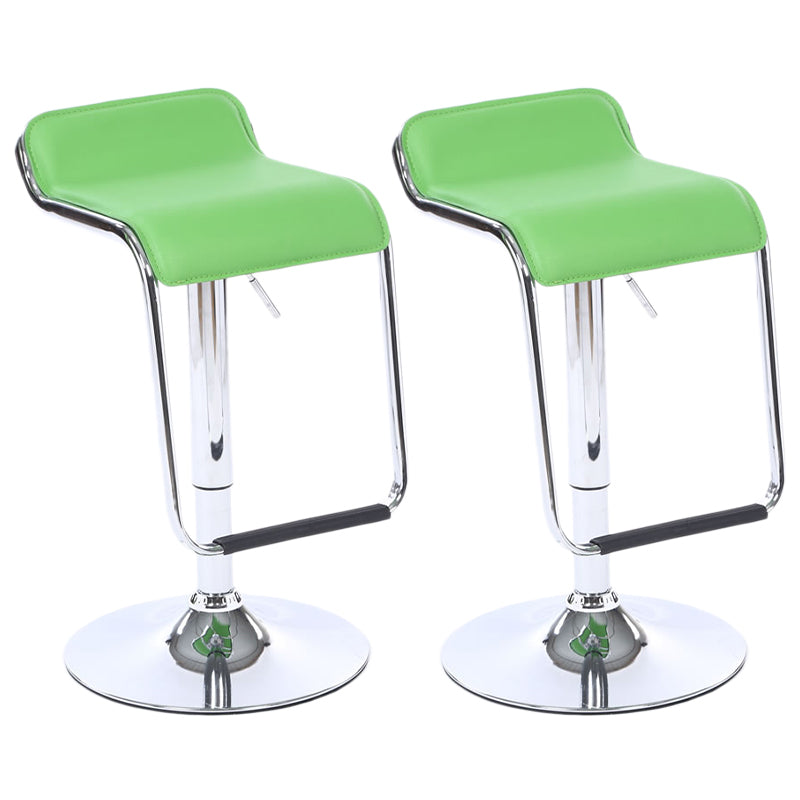 Modern Backrest Liftable Stool Steel Cashier Bar Stool with Leather Cushion and Pedal Green 2 Piece Set Clearhalo 'Bar Furniture' 'Bar Stools' 'bar_stools' 'furn' 'furn_bar_stools' 'Furniture' 'Kitchen & Dining Furniture' 5278164