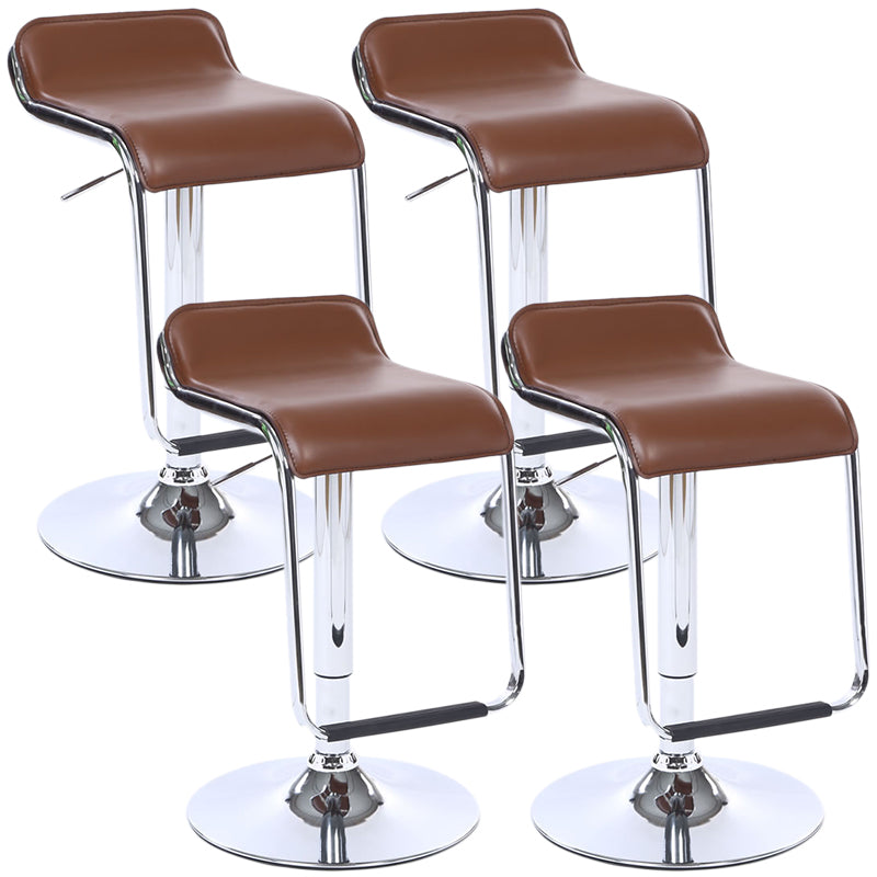 Modern Backrest Liftable Stool Steel Cashier Bar Stool with Leather Cushion and Pedal Coffee 4 Piece Set Clearhalo 'Bar Furniture' 'Bar Stools' 'bar_stools' 'furn' 'furn_bar_stools' 'Furniture' 'Kitchen & Dining Furniture' 5278168