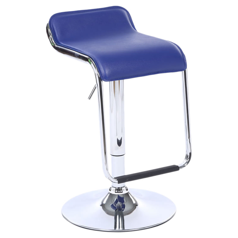 Modern Backrest Liftable Stool Steel Cashier Bar Stool with Leather Cushion and Pedal Royal Blue 1 Piece Clearhalo 'Bar Furniture' 'Bar Stools' 'bar_stools' 'furn' 'furn_bar_stools' 'Furniture' 'Kitchen & Dining Furniture' 5278169