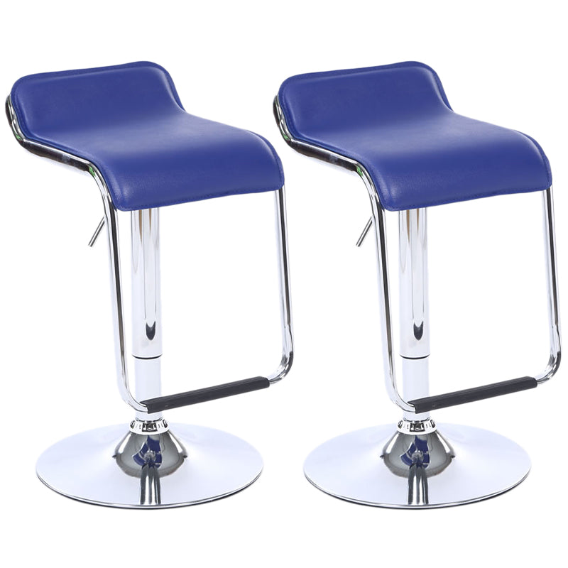 Modern Backrest Liftable Stool Steel Cashier Bar Stool with Leather Cushion and Pedal Royal Blue 2 Piece Set Clearhalo 'Bar Furniture' 'Bar Stools' 'bar_stools' 'furn' 'furn_bar_stools' 'Furniture' 'Kitchen & Dining Furniture' 5278170