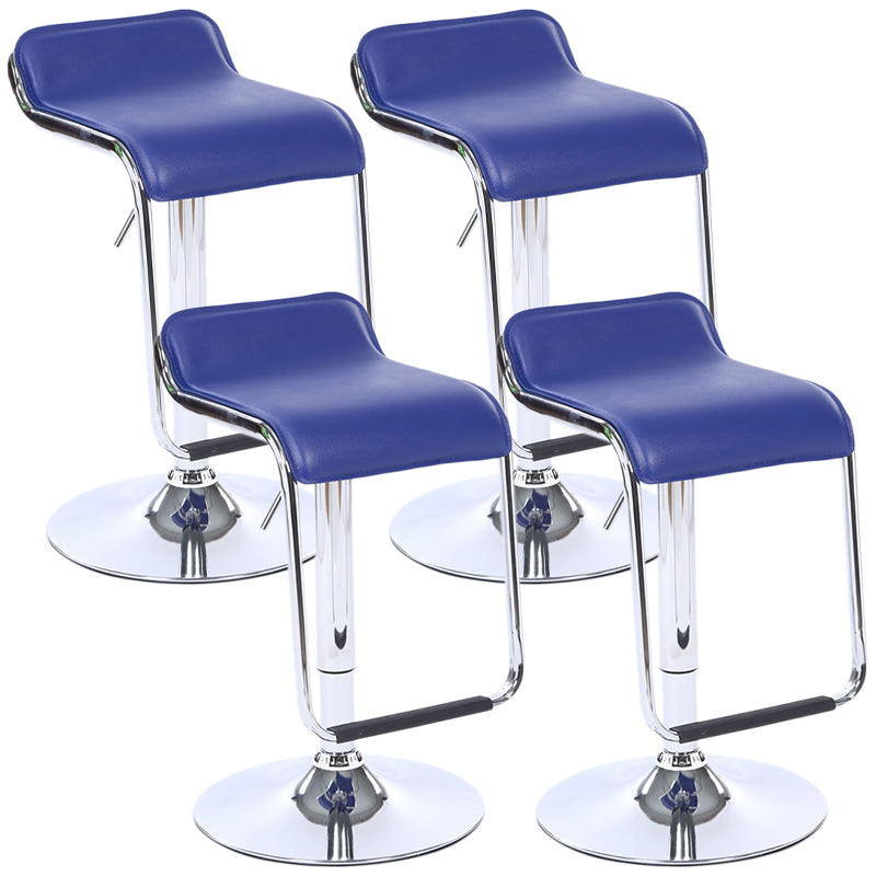Modern Backrest Liftable Stool Steel Cashier Bar Stool with Leather Cushion and Pedal Royal Blue 4 Piece Set Clearhalo 'Bar Furniture' 'Bar Stools' 'bar_stools' 'furn' 'furn_bar_stools' 'Furniture' 'Kitchen & Dining Furniture' 5278171