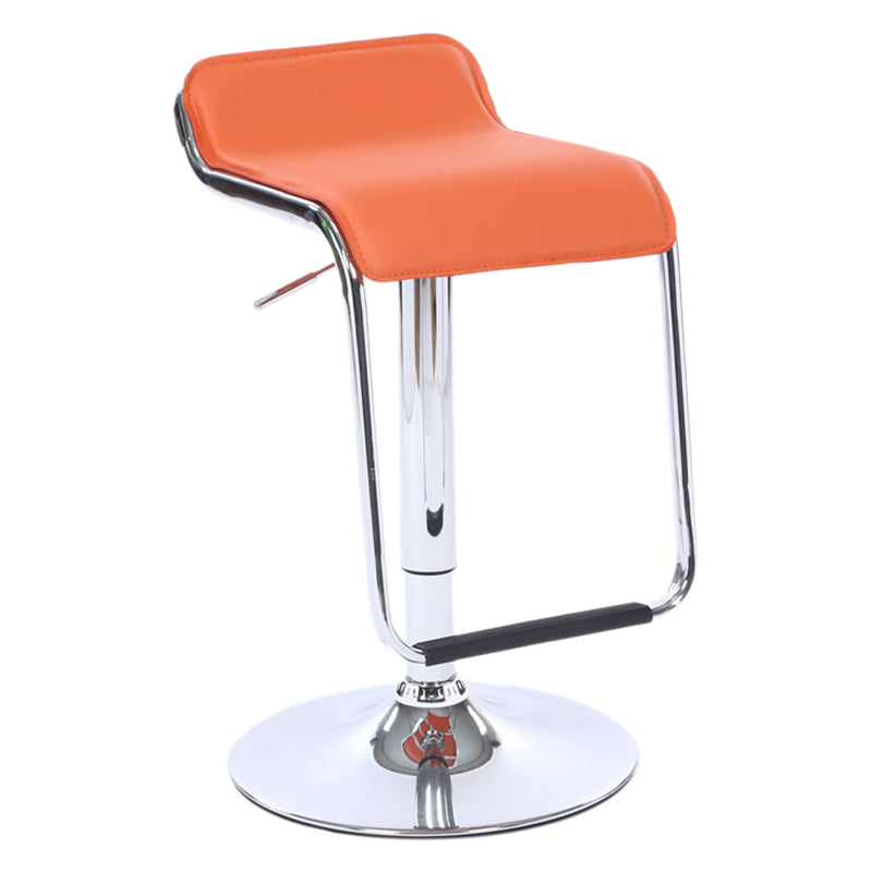 Modern Backrest Liftable Stool Steel Cashier Bar Stool with Leather Cushion and Pedal Orange 1 Piece Clearhalo 'Bar Furniture' 'Bar Stools' 'bar_stools' 'furn' 'furn_bar_stools' 'Furniture' 'Kitchen & Dining Furniture' 5278172