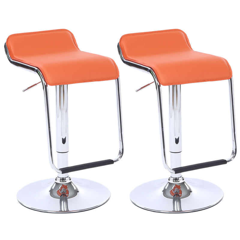 Modern Backrest Liftable Stool Steel Cashier Bar Stool with Leather Cushion and Pedal Orange 2 Piece Set Clearhalo 'Bar Furniture' 'Bar Stools' 'bar_stools' 'furn' 'furn_bar_stools' 'Furniture' 'Kitchen & Dining Furniture' 5278173